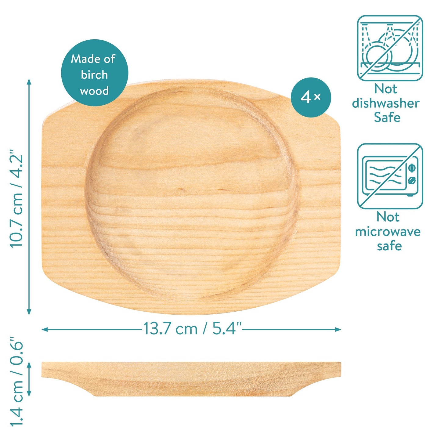 Navaris 4x Gusseisenpfanne klein mit Holzstand - Servierpfanne aus Gusseisen