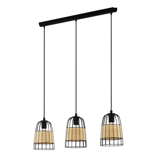 Eglo 3er Pendelleuchte Anwick natur 88 x 18 cm E27, max. 60 W  Deckenleuchte